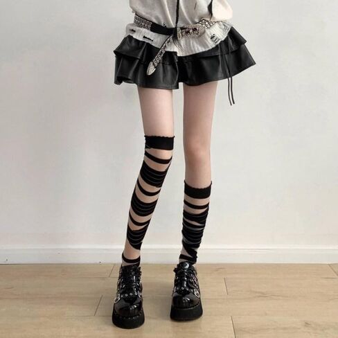 2 Pack Gothic Tights Stockings for Women Trashy Y2k Ripped Tights Women's Sheer Thigh High Socks in Saudi Arabia