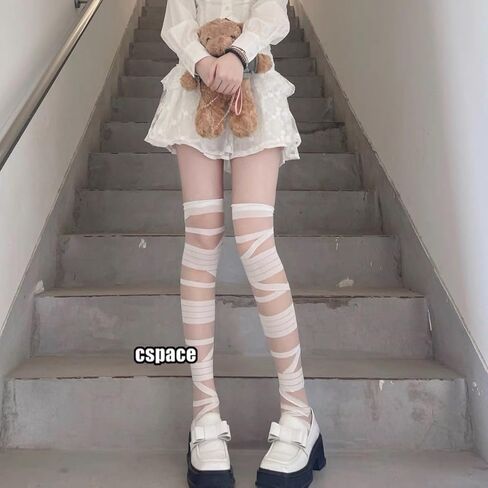 2 Pack Gothic Tights Stockings for Women Trashy Y2k Ripped Tights Women's Sheer Thigh High Socks in Saudi Arabia