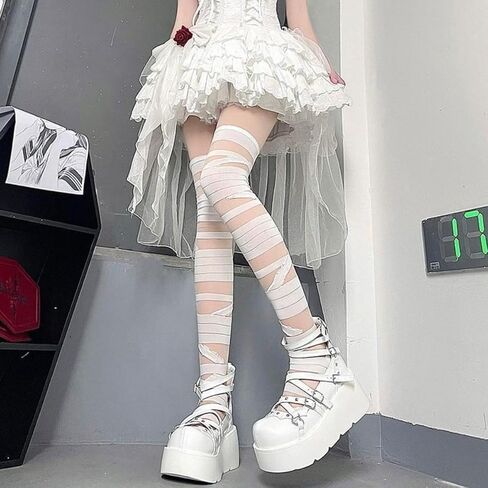 2 Pack Gothic Tights Stockings for Women Trashy Y2k Ripped Tights Women's Sheer Thigh High Socks in Saudi Arabia