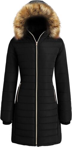 wantdo Women's Long Winter Puffer Coat Warm Waterproof Jackets with Faux Fur Hood in Saudi Arabia