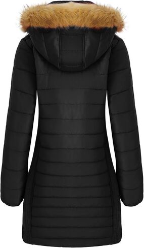 wantdo Women's Long Winter Puffer Coat Warm Waterproof Jackets with Faux Fur Hood in Saudi Arabia