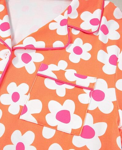SELINK Womens Summer Pajamas Sets Short Sleeve Flower Print Button Down Sleepwear Loungewear 2 Piece Pj Set in Saudi Arabia