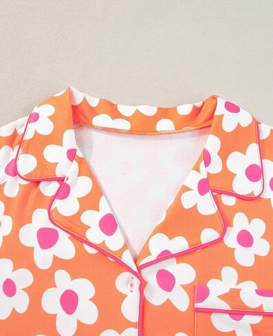 SELINK Womens Summer Pajamas Sets Short Sleeve Flower Print Button Down Sleepwear Loungewear 2 Piece Pj Set in Saudi Arabia