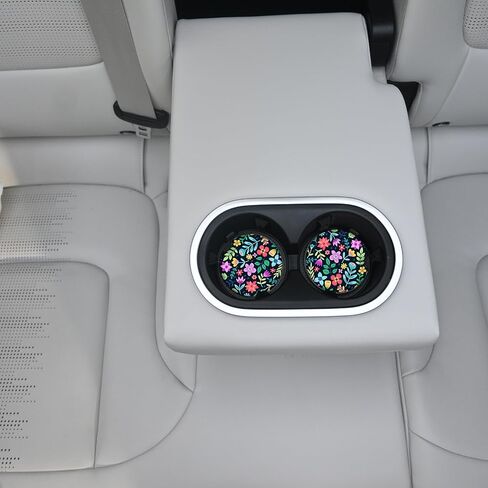Cute Flowers Ceramic Cup Holders - Pack of 2, Keep Cup Holders Clean and Dry, Drink Cup Car Holder Coasters with A Finger Notch in Kuwait