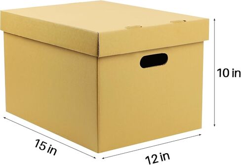 Lineco, RTA Record Storage Carton, 12x15x10 Inch, Archival Acid-Free Buffered Double Layered Panels, No Adhesive or Tools Needed (Pack of 5) Tan in Kuwait