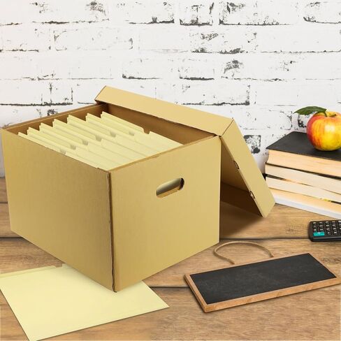 Lineco, RTA Record Storage Carton, 12x15x10 Inch, Archival Acid-Free Buffered Double Layered Panels, No Adhesive or Tools Needed (Pack of 5) Tan in Kuwait