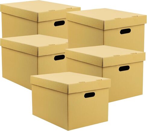 Lineco, RTA Record Storage Carton, 12x15x10 Inch, Archival Acid-Free Buffered Double Layered Panels, No Adhesive or Tools Needed (Pack of 5) Tan in Kuwait
