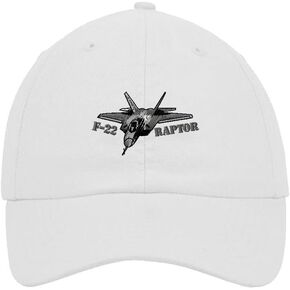 Speedy Pros F-22 Raptor Aircraft Name Embroidered Soft Unstructured Hat Baseball Cap White