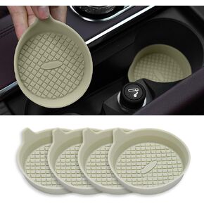 4 Pack Car Cup Coasters, Silicone Insert Recessed Car Cup Holder Coasters, Waterproof Non-Slip Sift-Proof Car Cup Mats, Universal Car Interior Accessories (Black)