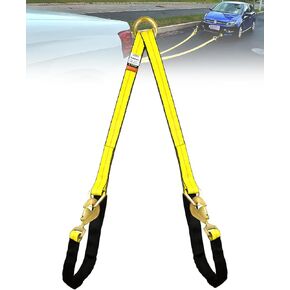 TKK Heavy-Duty V-Bridle Tow Strap 2 "× 4 '-5،400 رطل السعة الحمل | خطافات المفاجئة ، أحزمة المحور وأكمام Cordura | D-Ring لشاحنة السحب وسحب مسطح