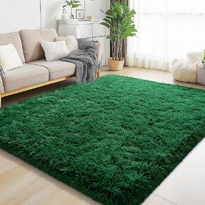 Black Area Rug for Bedroom, 2x3 Small Rugs for Living Room Nursery Kids Room Dorm Home Decor Aesthetic, Fluffy Shaggy Rug with 4 Anti-Slip Carpet Tapes