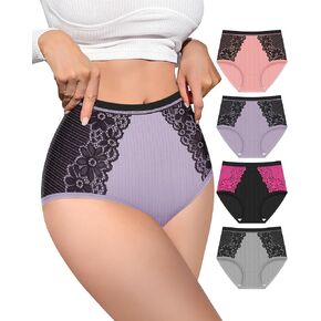 ملخصات ناعمة من القطن الداخلي للملابس الداخلية ذات التغطية الكاملة للسيدات القابل للتنفس 4 حزمة S-XXL in Kuwait