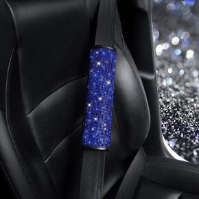 Car Accessories for Girls and Ladies Women Luster Crystal Car Safety Belt Covers Auto Seatbelt Shoulder Pads Car Accessories with Bling Bling Diamond Sparkling Rhinestones Black 2Pcs
