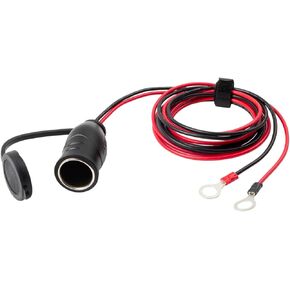 3/8" Ring Eyelet Terminal to Female Cigarette Lighter Socket Battery Boost Cable Heavy-Duty 12V/24V 16AWG Cord (3FT)
