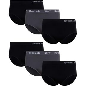 Reebok Womens Briefs - 6 Pack Performance High Waisted Seamless Underwear for Women (Sizes: S-XL, Extended Plus Size: 1X-3X)