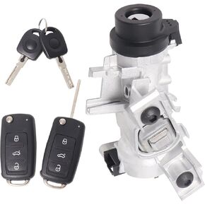1ST Ignition Switch Lock Cylinder Assembly with Key 1K0905851B for Volkswagen for Golf for Jetta for Eos for Tiguan for Rabbit 2004-2018 Replaces OE: 1K0905841