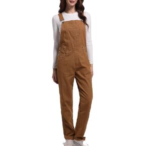 Jean Bib Overalls for Women Denim Baggy Overall Ladies Loose Fit Fashion Casual Relaxed Jumpsuit with Pockets, X-Large, Brown
