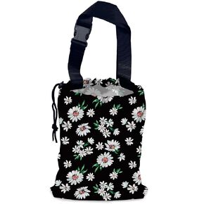 White Daisy Car Garbage Bag,Waterproof Small Car Trash Bag Hanging Back of Seat,Drawstring Hanging Car Trash Bag with Adjustable Buckle for Car Accessories