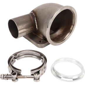 شفة محول كوع توربو ، V Band 90 درجة محول توربو كوع ، 3in V Band Turbo Elbow Adapter 90 درجة حافة طقم مع مشبك شفة لـ T3 T4 التوربين