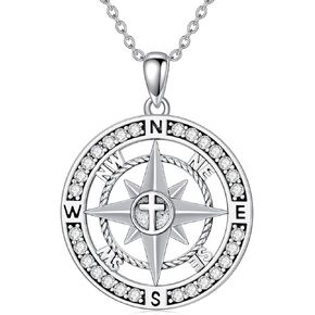 925 Sterling Silver Womens Graduation Necklace Compass/Musical Instruments/Grad Hat Pendant for Women Men Christmas Jewelry Gift