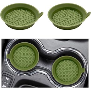 2 PCS Car Cup Coaster, 2.75 Inch Silicone Non-Slip Auto Cup Holder Insert Coasters, Universal Recessed Drink Cup Mat for Most Vehicles, Interior Decor Car Accessories (Black)