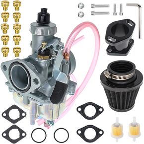 26mm VM22 Carburetor for Predator 212cc Honda GX160 GX200 196cc CT200U KT196 Moto Mini Bike and Go Kart 6.5HP Engine with 38mm Air Filter,Intake Manifold,Main Jets(Black)