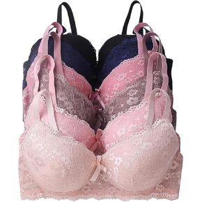 6 Pieces Women's Wired Basic Plain Light Regular Padding Everyday Bra