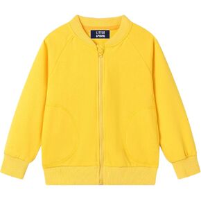 LittleSpring Neutral Boys Girls Bomber Jackets Zip Up Cotton Casual Varsity Jacket