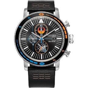Citizen Men's Eco-Drive Rebel Starfighter Boxed Set, Stainless Steel Case, Black Leather Strap (Model: CA0870-43W)