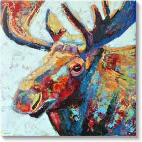 Stupell Industries Moose Portrait Modern Composition Canvas Wall Art, Design by Jen Seeley