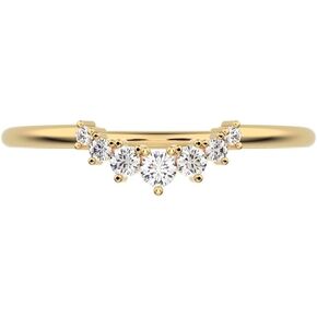 Clara Pucci 0.105 CT Round Cut Diamond Dainty Mincived Curved Constellation Cluster Arc Solid 14K Gold Gold Wedding Band