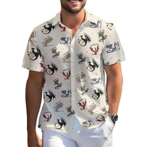 99TIMORO American Movies Themed Hawaiian Shirt, Sci-Fi & Fantasy Inspired Button Short Sleeve Top