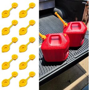 10PCS Gas Can Vents for Plastic Gas Cans, Gas Can Spout Replacement, Flexible Pour Nozzle Gasket Stopper Vent Cap Collar Caps, Yellow Fuel Gas Can Vent/Cap for Most Old Style Gas Water Jug