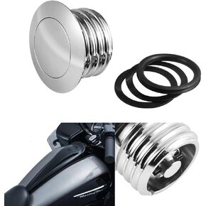 Flush Pop-Up Gas Cap Silver Screw-in Gas Cap Vented Flush Fuel Tank for Har*ley David-son Regular Thread Black (1982-2010), Pack of 1