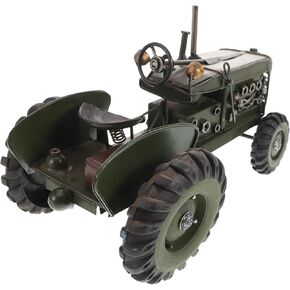 LOGOFUN Vintage Tractor Figurines Metal Tractor Shaped Statue Handicraft Tractor Model Photo Prop for Home Office Desktop Decoration - Green