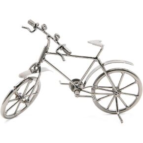 Vintage Metal Bicycle Ornaments Desktop Crafts Ironwork Bike Figurines Bike Miniature Home Decoration for Children Toys Gifts (Grey)