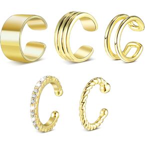 5 Pcs Gold Clip On Earrings for Women, Non Pierced Clip On Hoop Earrings Adjustable Gold Clip On Earrings Fashion Gold Clip On Earrings for Women Gift