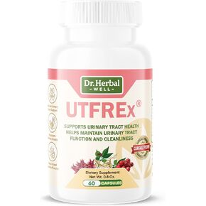 UTFREX Clinically Proven Urinary Tract UTI Health Supplement Natural Support Cleanse Flush Protect (No Probiotics & D-Mannose) – 60 Capsules