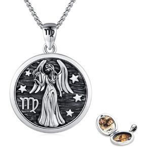 قلادة Zodiac Locket 925 Sterling Silver Constellation صور مخصصة مخصصة للمجوهرات للنساء الرجال