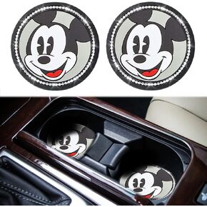 2 Piece Cup Holder Coasters, Black Silicone Anti-Slip Car Coasters,Cup Pads for Auto Home Office,Universal 2.75 Inch