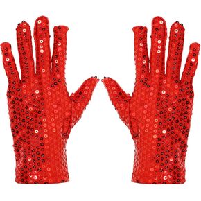 PENTA ANGEL Sequin Gloves 80s Vintage Classic Glitter Dance Rave Dress Up Gloves for Women Halloween Masquerade Costume