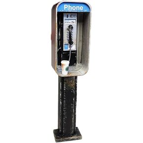 Miniature American Payphone in 1:12 Scale, Mini Vintage Style Phone Booth Model Decoration, Suitable for Collection and Scene Building Mini Living Room Furniture Accessories (Payphone)