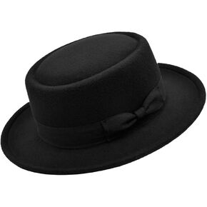 Unisex-Adults Pork Pie Fedora Hat, Black, Medium/Large, Classic, Adjustable, Lightweight, Casual/Formal, Indoor/Outdoor