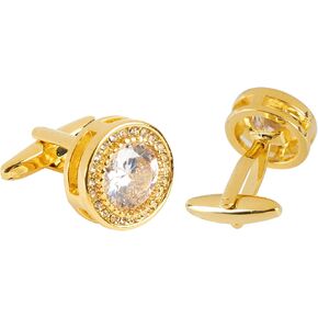 Framendino ، 2 حزمة CZ Cuff Links Gold Crystal Cufflinks