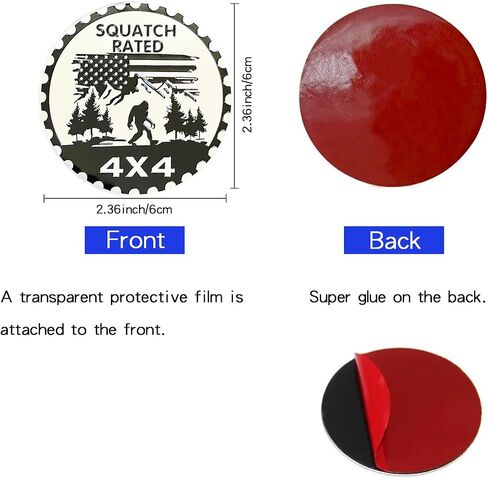 Squatch 2 PCS Badge Rated Metal Automotive Badge, 3D Round Car Badges Emblems, Compatible with Jeep Wrangler Vehicles Trucks SUV RV in Kuwait