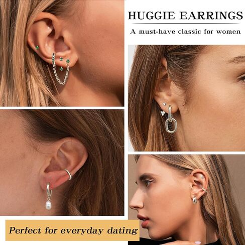 LOYALLOOK Trendy Small Gold Huggie Hoop Earrings for Women Dainty 14K Gold Plated Stud Huggie Earings Stacks Set for Multiple Piercing Hypoallergenic Surgical Steel Pearl Stud Hoop Earrings Lightweight in Kuwait