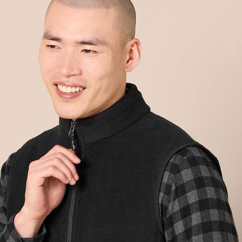 Amazon Essentials Men's Full-Zip Polar Fleece Vest (Available in Big & Tall), Black, Large in Saudi Arabia