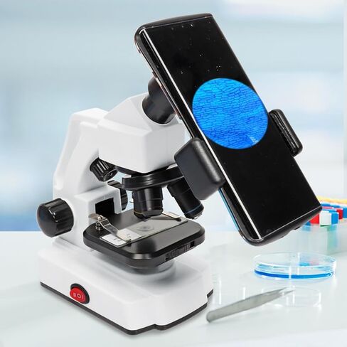 Microscope Kit for Kids Students Adults Beginners with Prepared Slides, 40X- 1280X STEM Science Compound Microscopes for Kids 8-12 with 52 pcs Experiment Kits Gifts for Kids in Kuwait