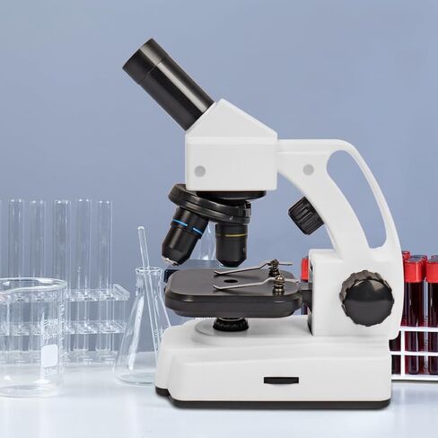 Microscope Kit for Kids Students Adults Beginners with Prepared Slides, 40X- 1280X STEM Science Compound Microscopes for Kids 8-12 with 52 pcs Experiment Kits Gifts for Kids in Kuwait