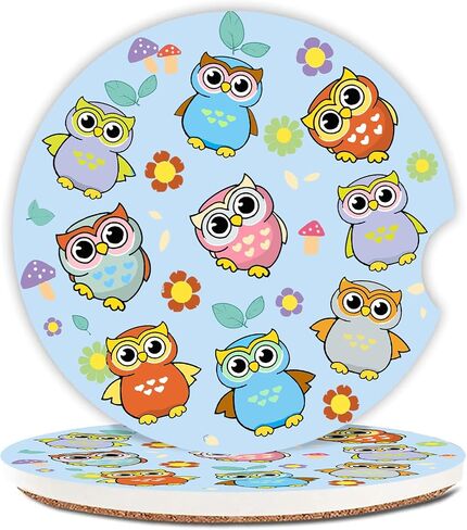Cute Flowers Ceramic Cup Holders - Pack of 2, Keep Cup Holders Clean and Dry, Drink Cup Car Holder Coasters with A Finger Notch in Kuwait